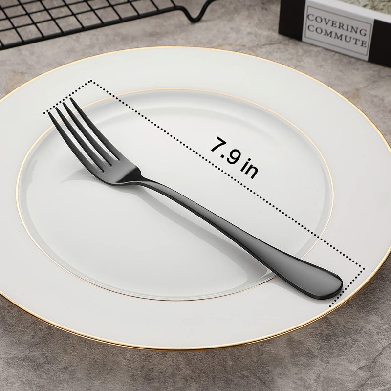 Devico Forks Set, Good Stainless Steel 10-piece Black Silverware Cutlery Reusable Dinner Forks - Image 2